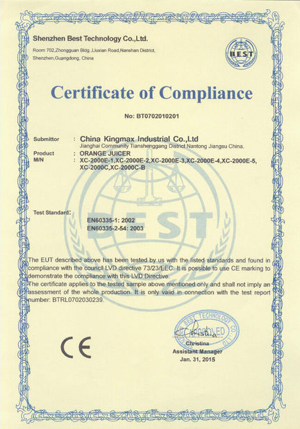 China China Kingmax Industrial Co.,ltd. certificaciones